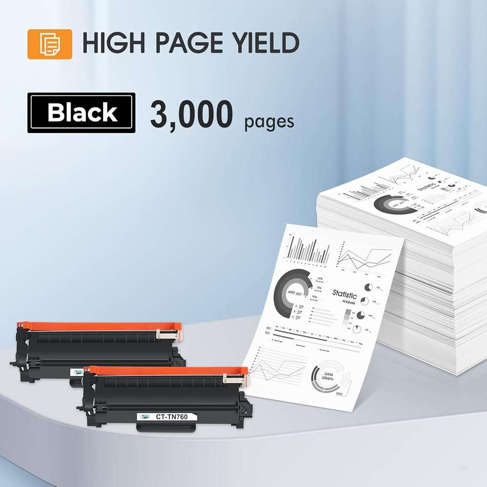 TN760 Toner for Brother Printer TN730: Compatible for Brother TN-730/TN-760 TN 760 TN-760 730 MFC-L2710DW DCP-L2550DW HL-L2395DW MFC-L2750DW TN-730 HL-L2350DW HL-L2370DW HL-L2390DW Black Cartridge - Image 3