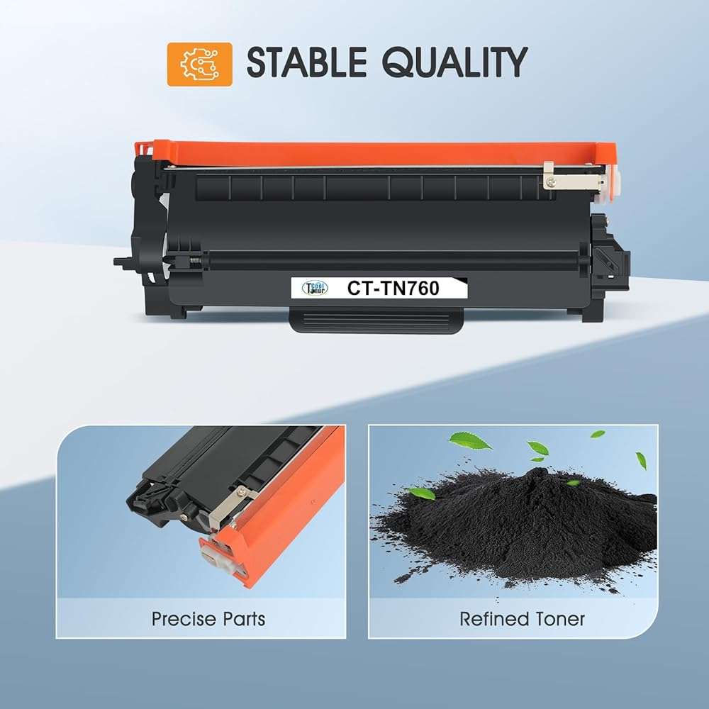 TN760 Toner for Brother Printer TN730: Compatible for Brother TN-730/TN-760 TN 760 TN-760 730 MFC-L2710DW DCP-L2550DW HL-L2395DW MFC-L2750DW TN-730 HL-L2350DW HL-L2370DW HL-L2390DW Black Cartridge - Image 4