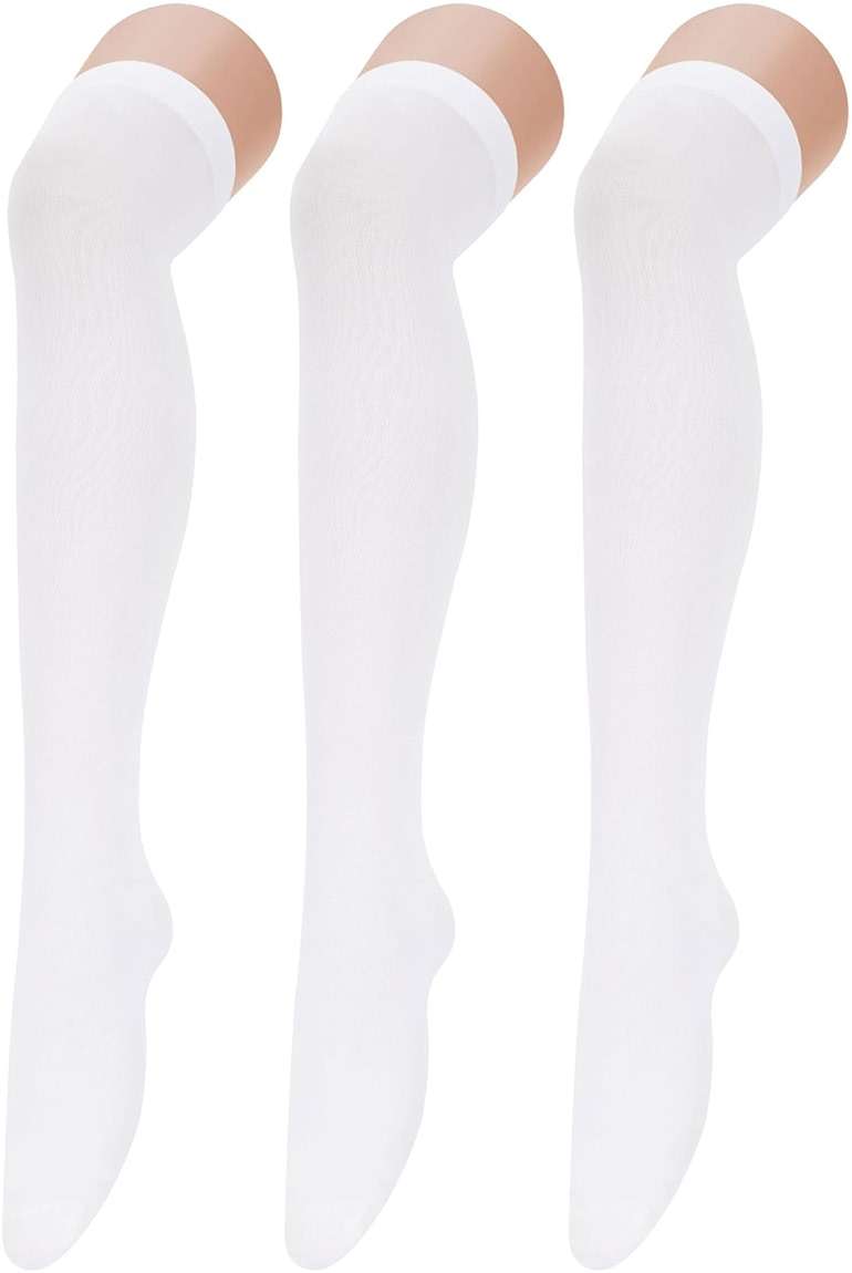 Zando 3 Pairs Womens Thigh High Socks Over the Knee Socks Thigh Highs Stretchable Long Tube Leg Warmers for Daily Wear - Image 1