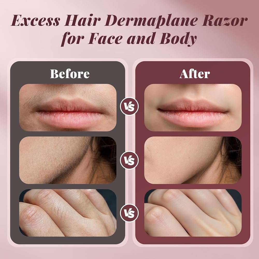 Dermaplane Razor for Women Face, BNU Facial Hair Remover for Anti-Aging, Rechargeable, LED Light, Sonic Edges, 3 Speeds, Ergonomic Handle Face Dermaplaning Tool 10 Blades Pink - Image 7