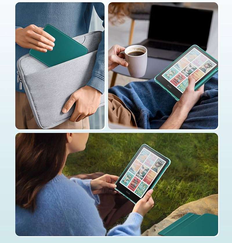MoKo Detachable Magnetic Case for All-New 7" Kindle Paperwhite 12th Generation 2024 & Kindle Colorsoft 2024/2025,Ultra Clear Back Scratch-Proof Light & Shell Cover with Auto Wake/Sleep, Jade Green - Image 9