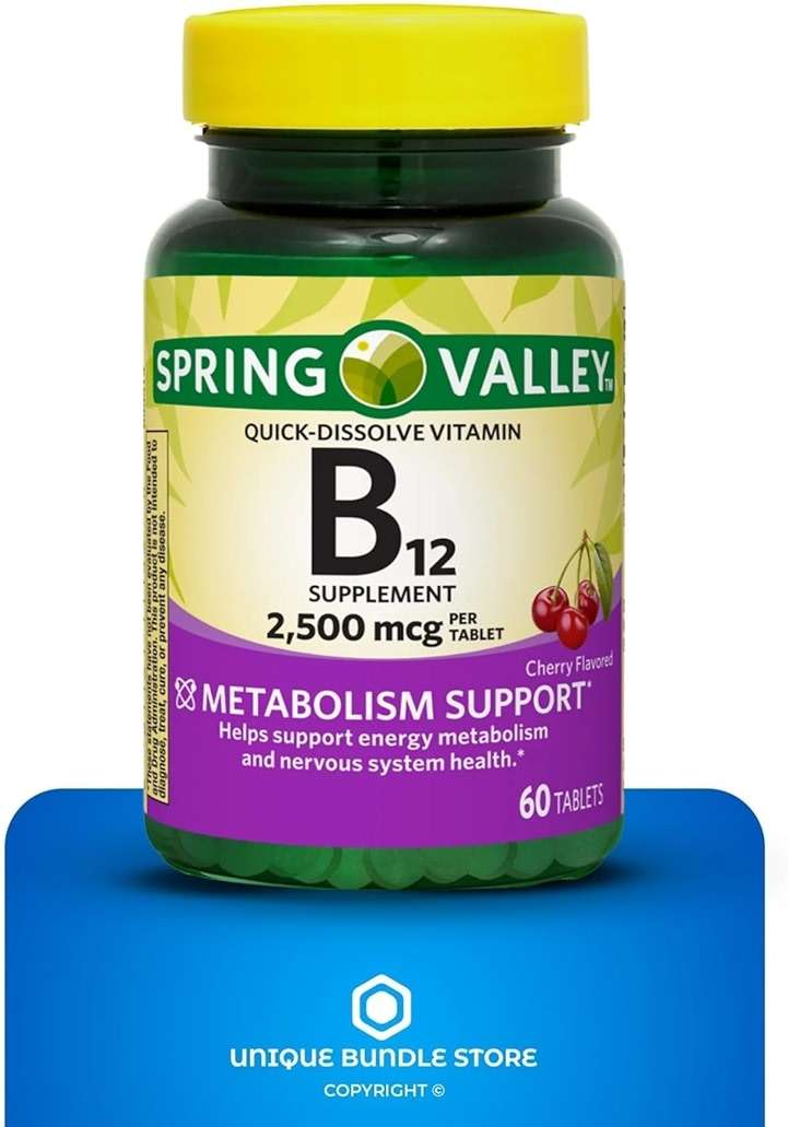 Unique Bundle Store Vitamin B12 2500 mcg Quick-Dissolve 60 Tablets - Cherry Flavor, High Potency B 12 Vitamin, Daily Vitamin B12 Supplement, Vegetarian Formula (Pack of 2) - Image 5