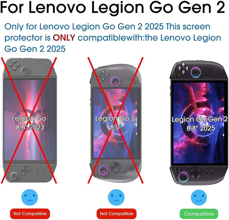 amFilm 2 Pack Screen Protector for Lenovo Legion Go Gen 2 8.8'' Handheld 2025, Tempered Glass, 8.8 inch Full Coverage, Transparent Ultra HD, Anti-Scratch, Anti-Fingerprint - Image 2