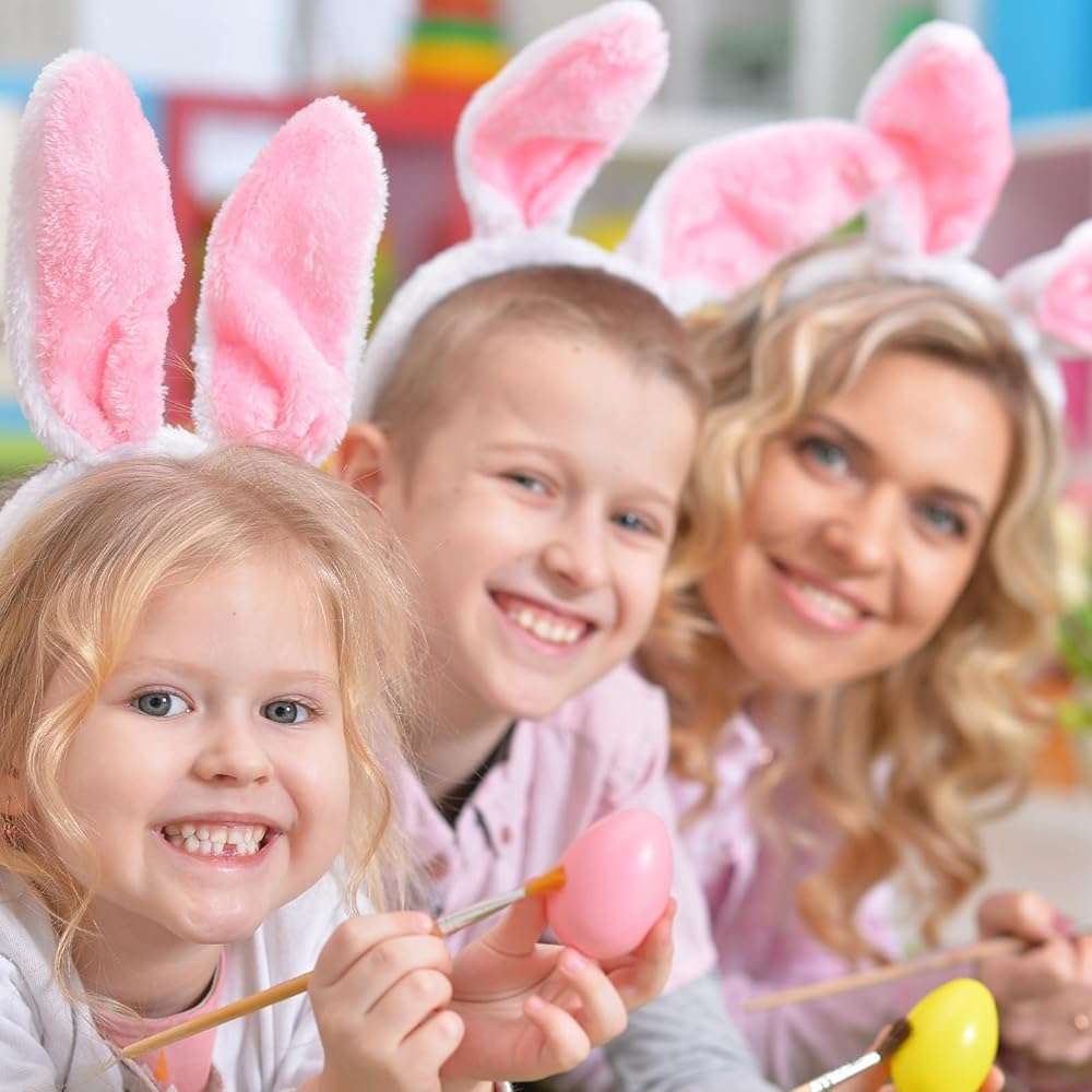 Broeify Pack of 4 - Fluffy Bunny Ears Headbands for Adults and Kids, Plush Pink Rabbit Ear Costume Accessories for Halloween, Easter Day, and Animal Themed Party Favors - Image 5
