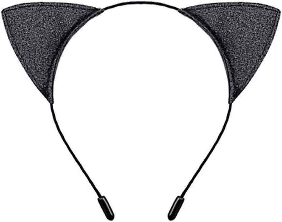 CHILTINA Black Cat Ears Headband Glitter Cat Ears Hairband for Halloween Cosplay Party Favors - Image 1
