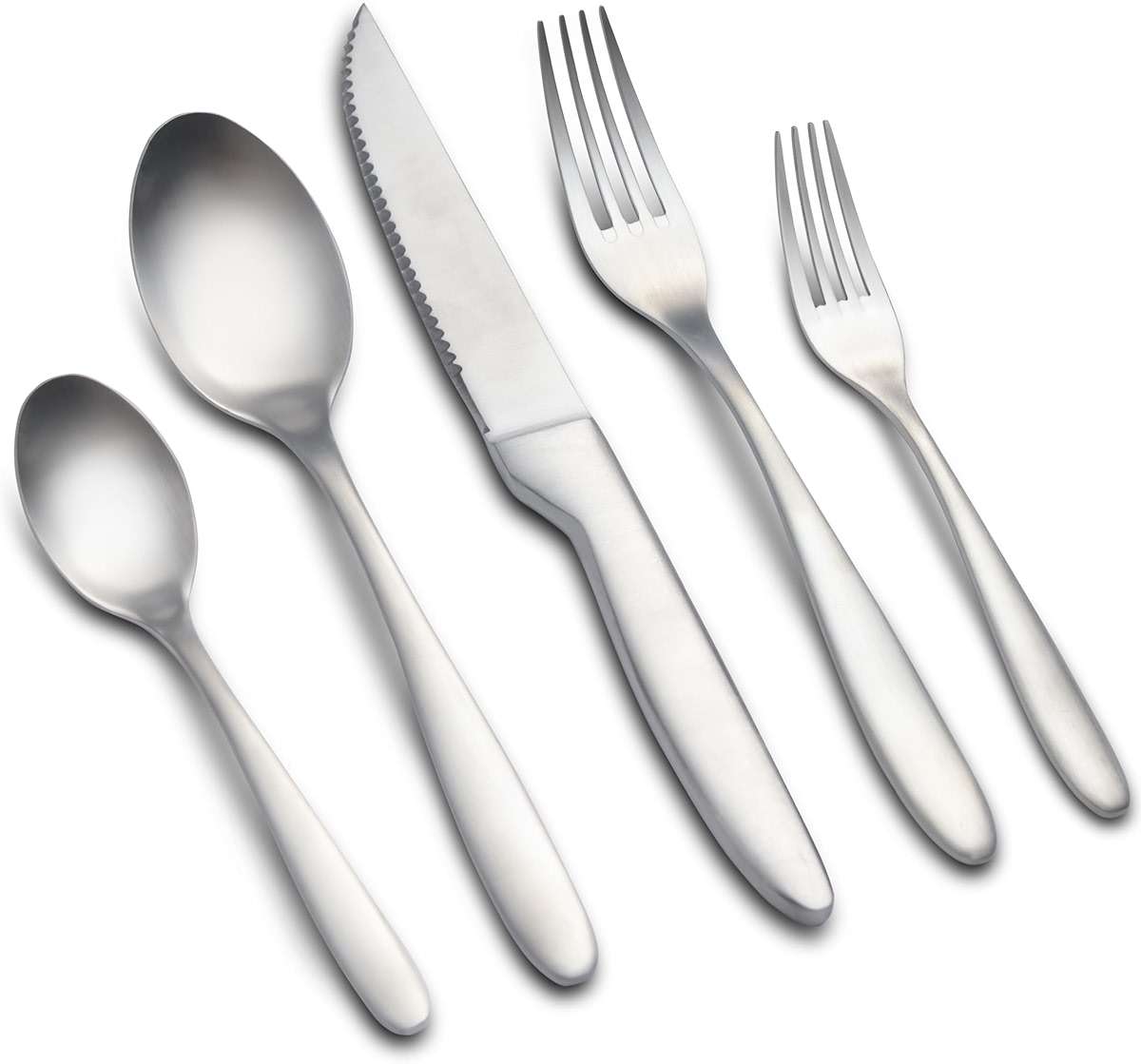 40 Pieces Silverware Set, Stainless Steel Flatware Set for 8, Matte Satin Polished Cutlery Set Include Forks Spoons and Knives, Dishwasher Safe Utensils Set for Home Restaurant - Image 1