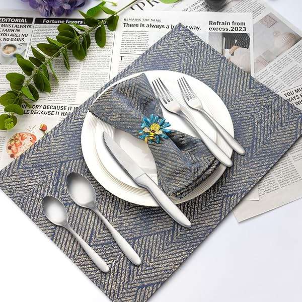 40 Pieces Silverware Set, Stainless Steel Flatware Set for 8, Matte Satin Polished Cutlery Set Include Forks Spoons and Knives, Dishwasher Safe Utensils Set for Home Restaurant - Image 2