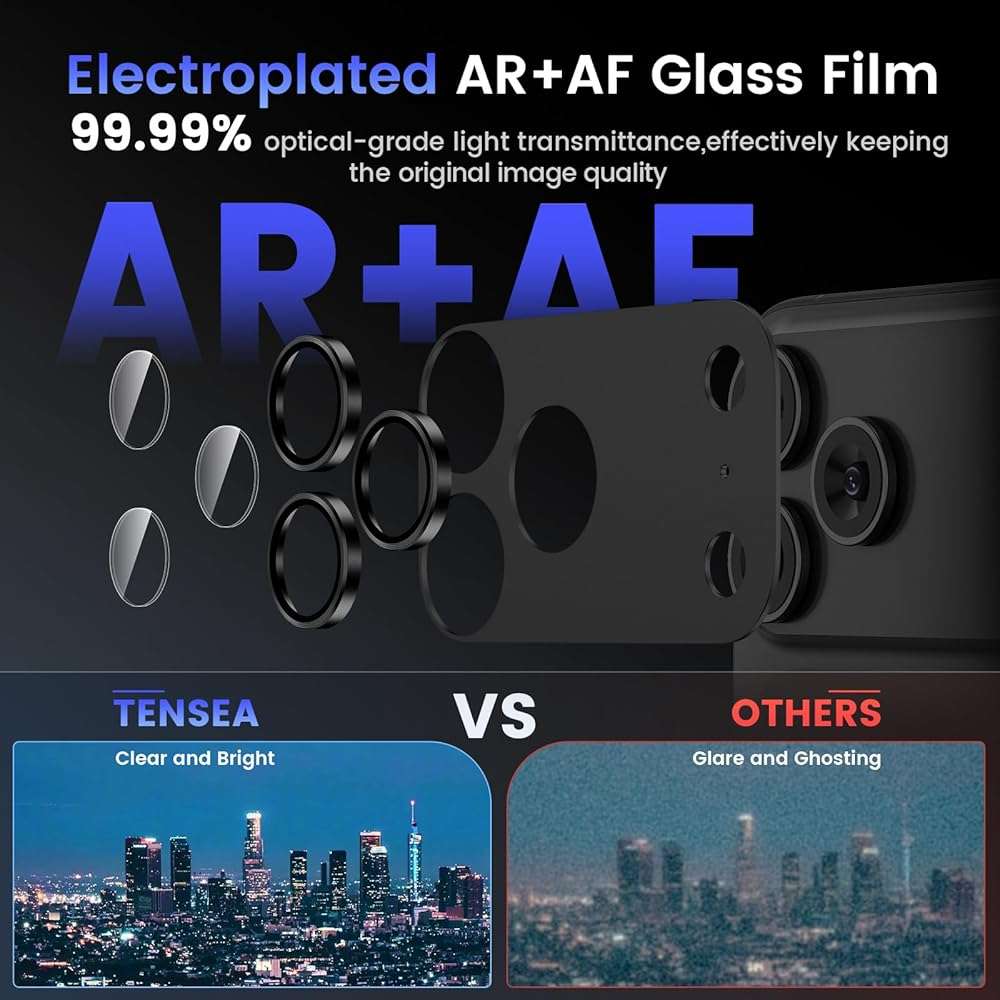Tensea for iPhone 17 Pro Camera Lens Protector, Metal Aluminum Alloy Tempered Glass Cover Camera Screen Protector Accessories, Case Friendly - Image 3