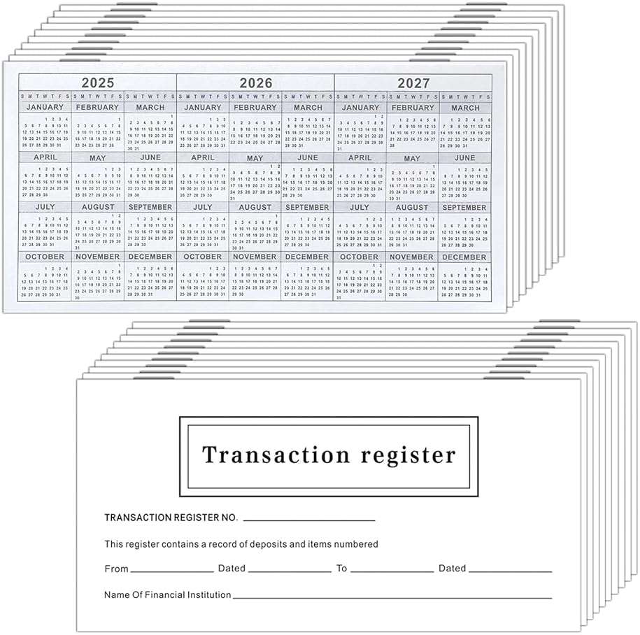 20 Pack Checkbook Registers – 6" x 3" Blank Ledger Transaction Registers for Personal & Business Banking, Record Checking, Saving, Deposit & Credit Card Transactions Easy to Read Black & White - Image 1