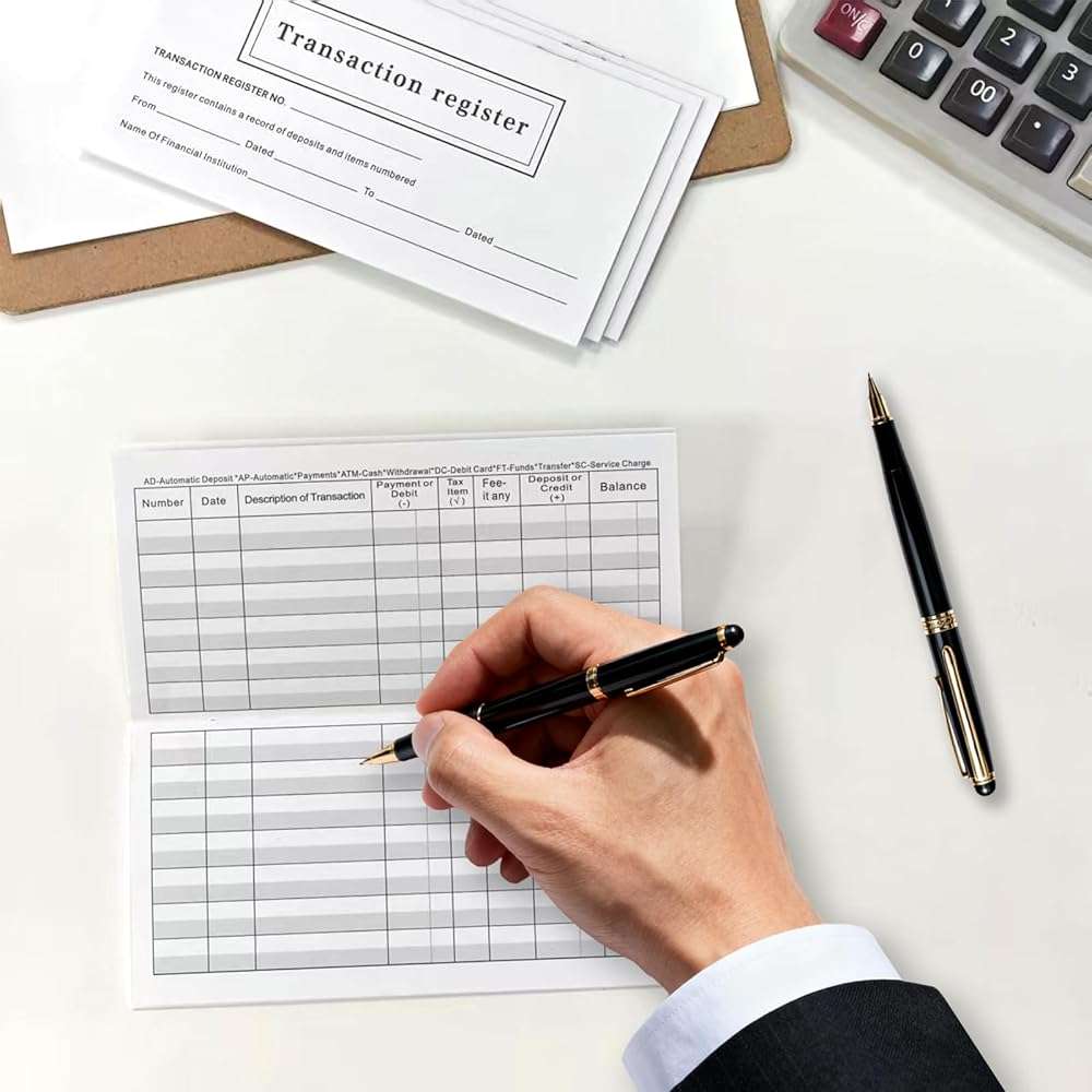 20 Pack Checkbook Registers – 6" x 3" Blank Ledger Transaction Registers for Personal & Business Banking, Record Checking, Saving, Deposit & Credit Card Transactions Easy to Read Black & White - Image 2