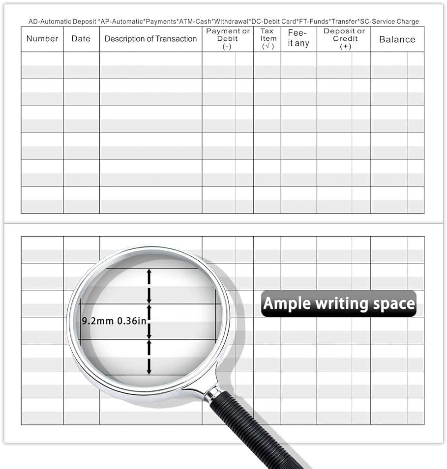 20 Pack Checkbook Registers – 6" x 3" Blank Ledger Transaction Registers for Personal & Business Banking, Record Checking, Saving, Deposit & Credit Card Transactions Easy to Read Black & White - Image 5
