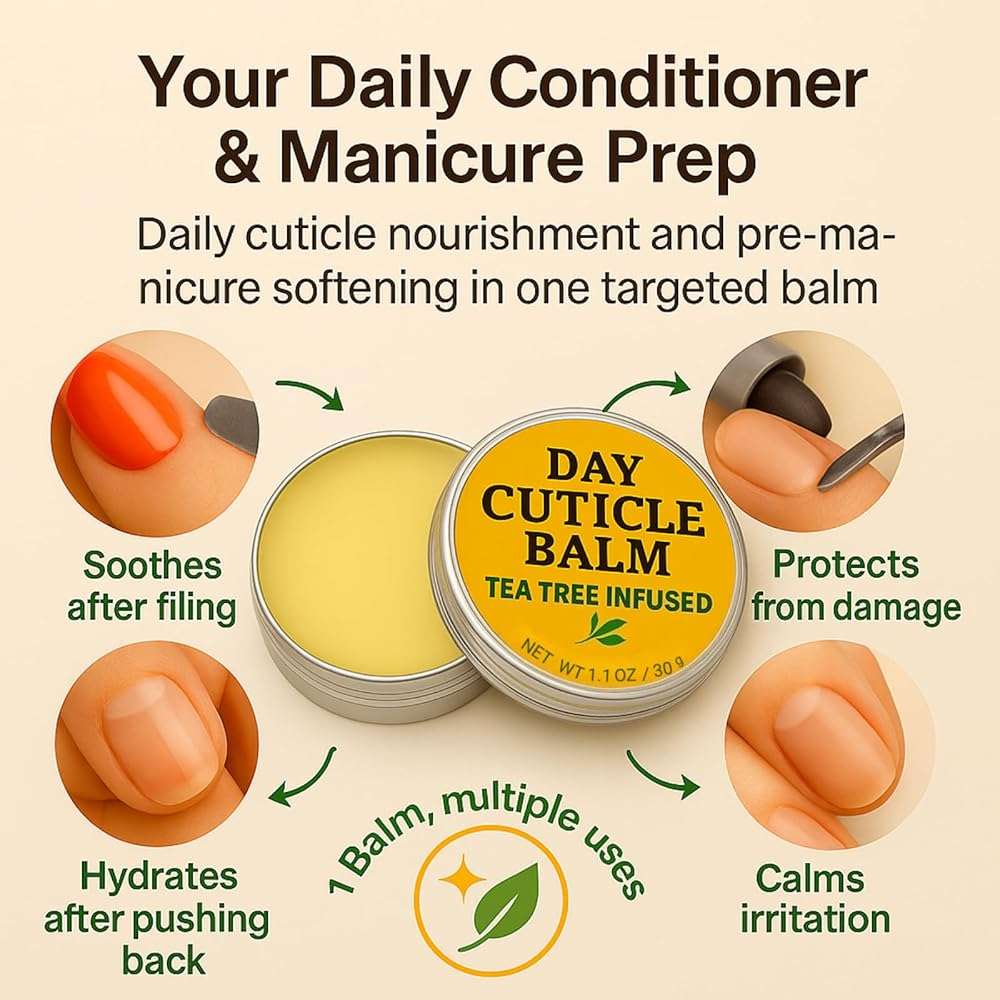 KmaxShip Tea Tree Oil Nail & Cuticle Balm - Cuticle Cream & Butter for Dry, Damaged Cuticles - Cuticle Healing Treatment, Moisturizer & Softener, 1.1 OZ, 1 Pack - Image 5