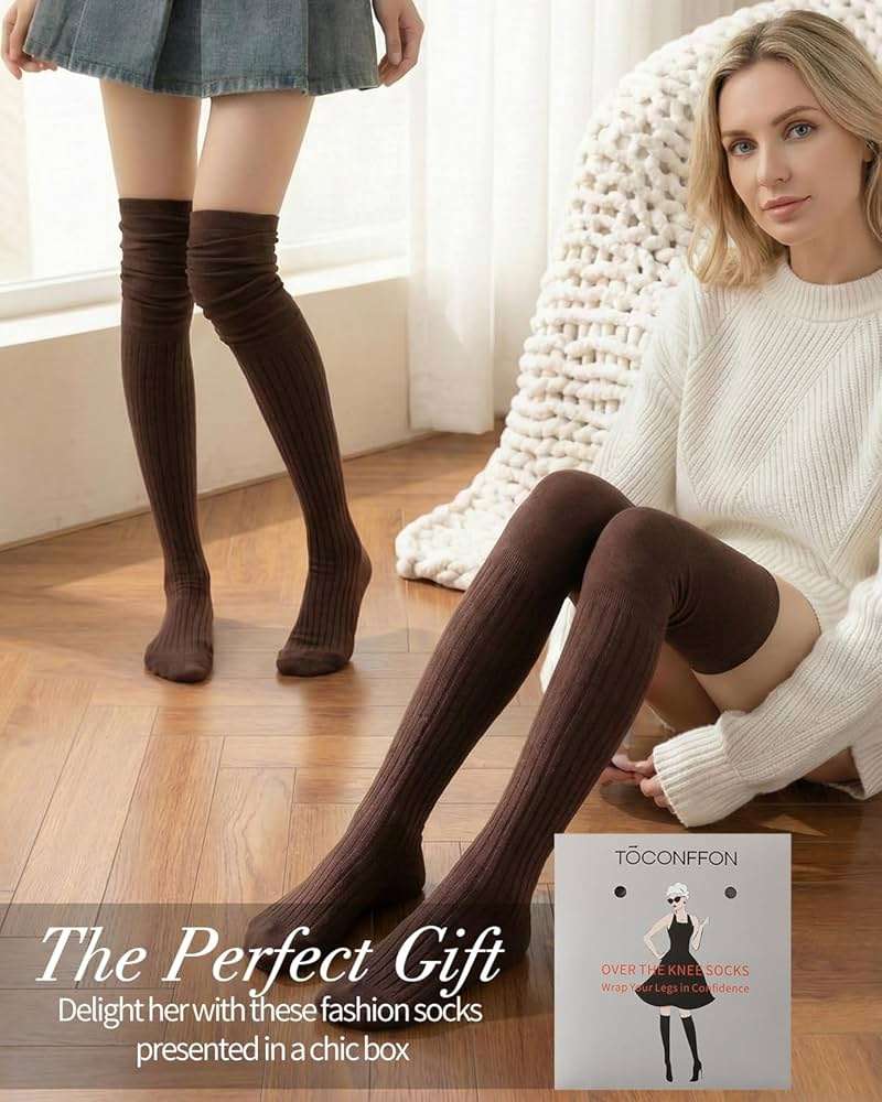 TOCONFFON Women Knit Long Over the Knee Socks,Slouch Top Fashion Thigh Boot Socks - Image 3