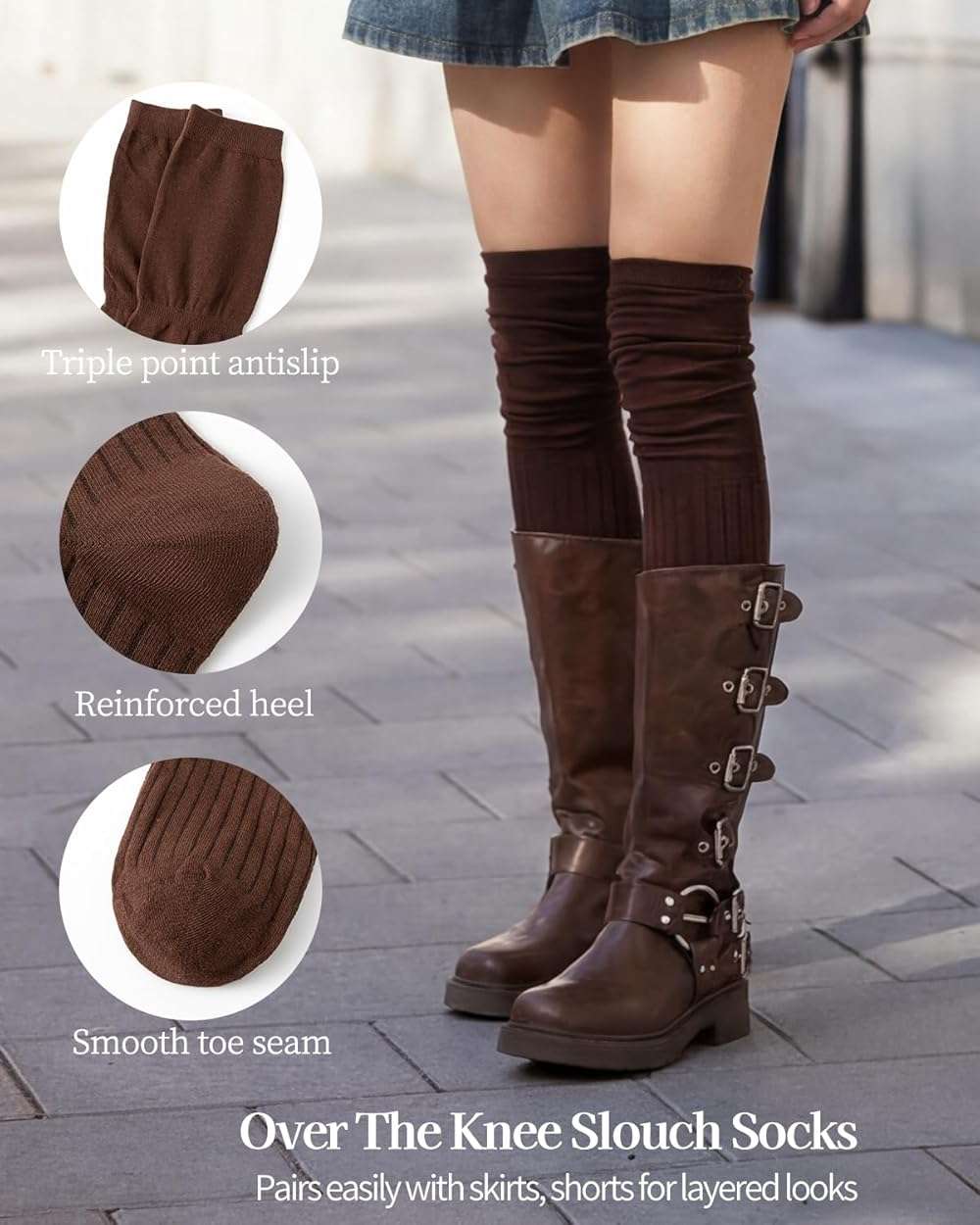 TOCONFFON Women Knit Long Over the Knee Socks,Slouch Top Fashion Thigh Boot Socks - Image 5