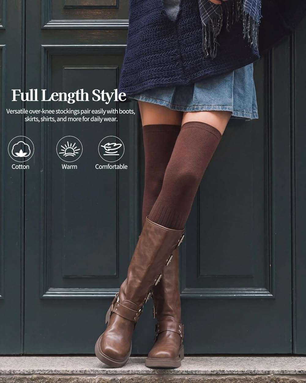 TOCONFFON Women Knit Long Over the Knee Socks,Slouch Top Fashion Thigh Boot Socks - Image 6