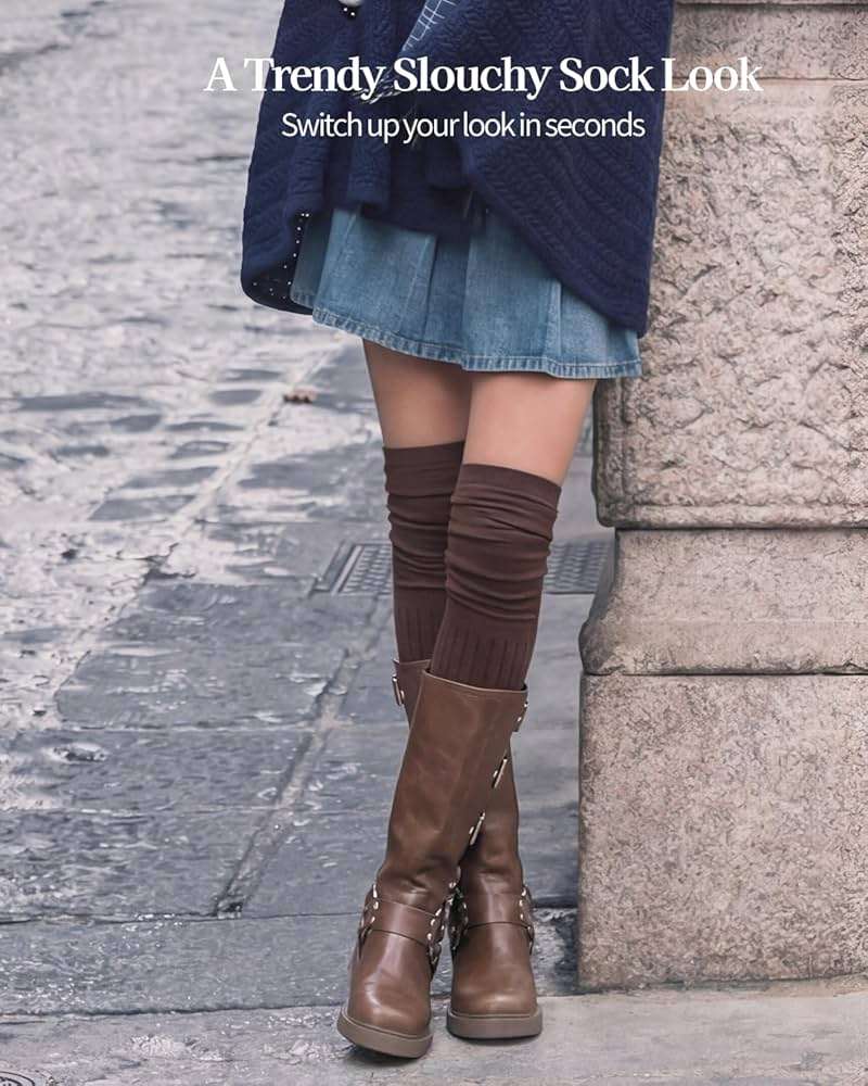 TOCONFFON Women Knit Long Over the Knee Socks,Slouch Top Fashion Thigh Boot Socks - Image 7