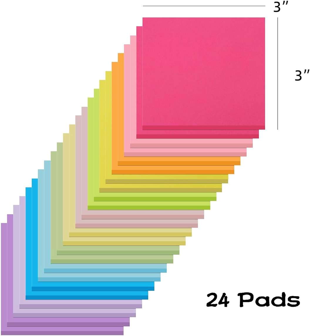 (24 Pads) Sticky Notes 3x3 Inches,Bright Colors Self-Stick Pads, Easy to Post for Home, Office, Notebook - Image 4