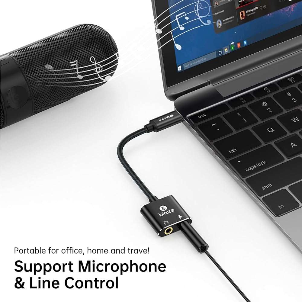 USB C to 3.5mm Jack Audio Adapter External Sound Card with 3.5mm Headphone and Microphone TRS Jack to USB C Compatible with Windows, Laptops, Desktops Windows, MAC, Linux, PC, PS5, PS4 - Image 2