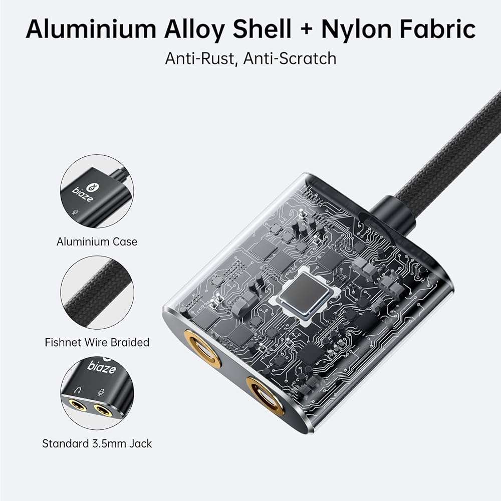 USB C to 3.5mm Jack Audio Adapter External Sound Card with 3.5mm Headphone and Microphone TRS Jack to USB C Compatible with Windows, Laptops, Desktops Windows, MAC, Linux, PC, PS5, PS4 - Image 4