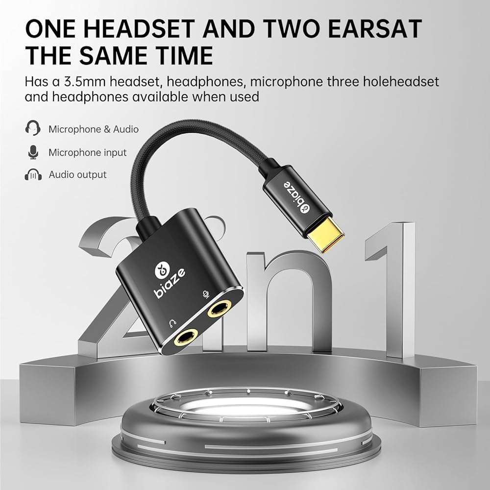 USB C to 3.5mm Jack Audio Adapter External Sound Card with 3.5mm Headphone and Microphone TRS Jack to USB C Compatible with Windows, Laptops, Desktops Windows, MAC, Linux, PC, PS5, PS4 - Image 5