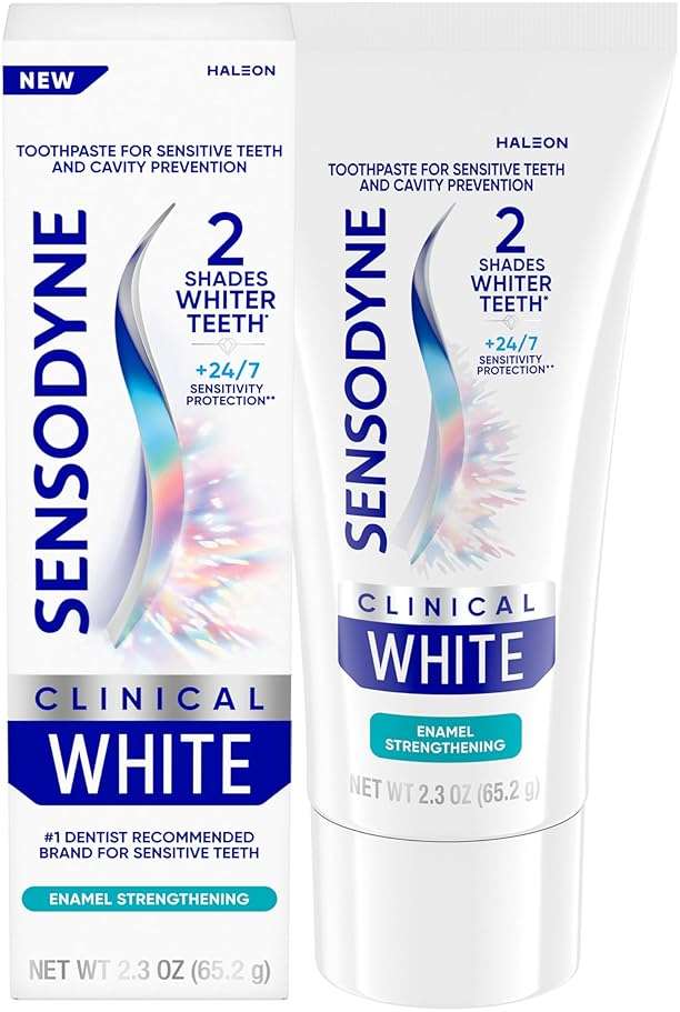 Sensodyne Clinical White Toothpaste Clinically Proven Whitening for Sensitive Teeth, Enamel Strengthening, 2.3 oz - Image 1
