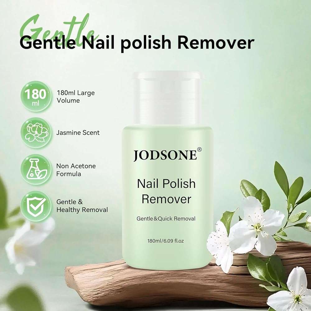 JODSONE Nail Polish Remover, 6.09 Fl.Oz Jasmine Scent Non-Acetone Nail Polish Remover,Gentle & Nail-friendly with Vitamin E & Aloe,Push-down Pump,Easy Daily Removal for Regular Nail Polish - Image 2