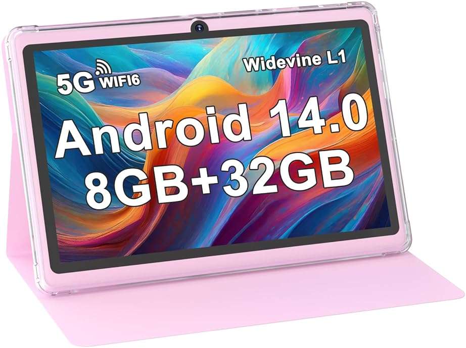 Tablet with Case 7 inch Tablet Android 14, 8GB RAM (5GB Expandable) 32GB ROM 7" Tabletas Supports 1TB MicroSD, Long Battery Dual Camera Tableta 5G WiFi-6 Android tablets with Tablets Protective Cover - Image 1