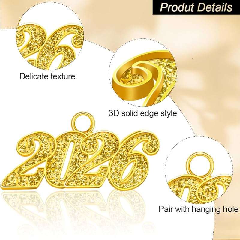 Cytokio 2026 Tassel Charms, 2026 Graduation Decorations Graduation Tassels Charm 2026 Year Charms Gold Grad Cap Hat Tassel Decoration 2026 Signet Year Charm for Tassels - Image 4