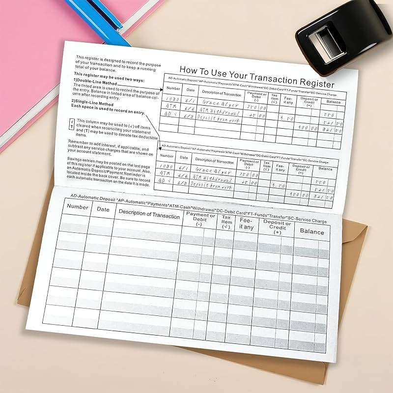 DeBiao 6"×3" Check Registers for Personal Checkbook - Blank Ledger Transaction Registers for Personal or Business Bank, Saving Account, Deposit & Credit Card (20) - Image 2