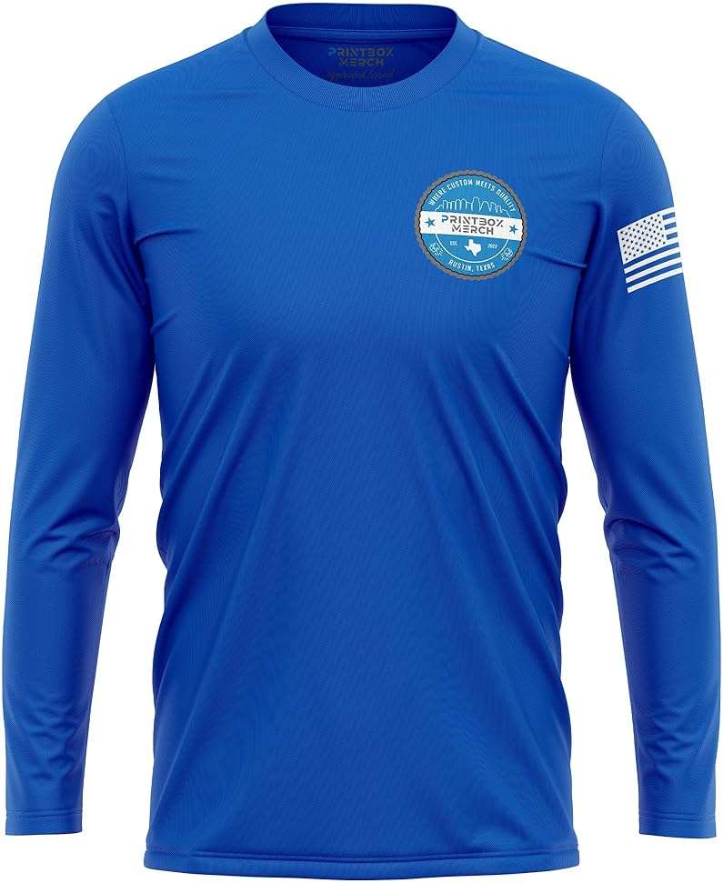Custom Dry Fit Long Sleeve Shirts for Men, Add Your Logo Front & Back Printing, Customized Moisture Wicking Sun Protection UV Construction Landscaping Workwear T-Shirts Black - Image 3