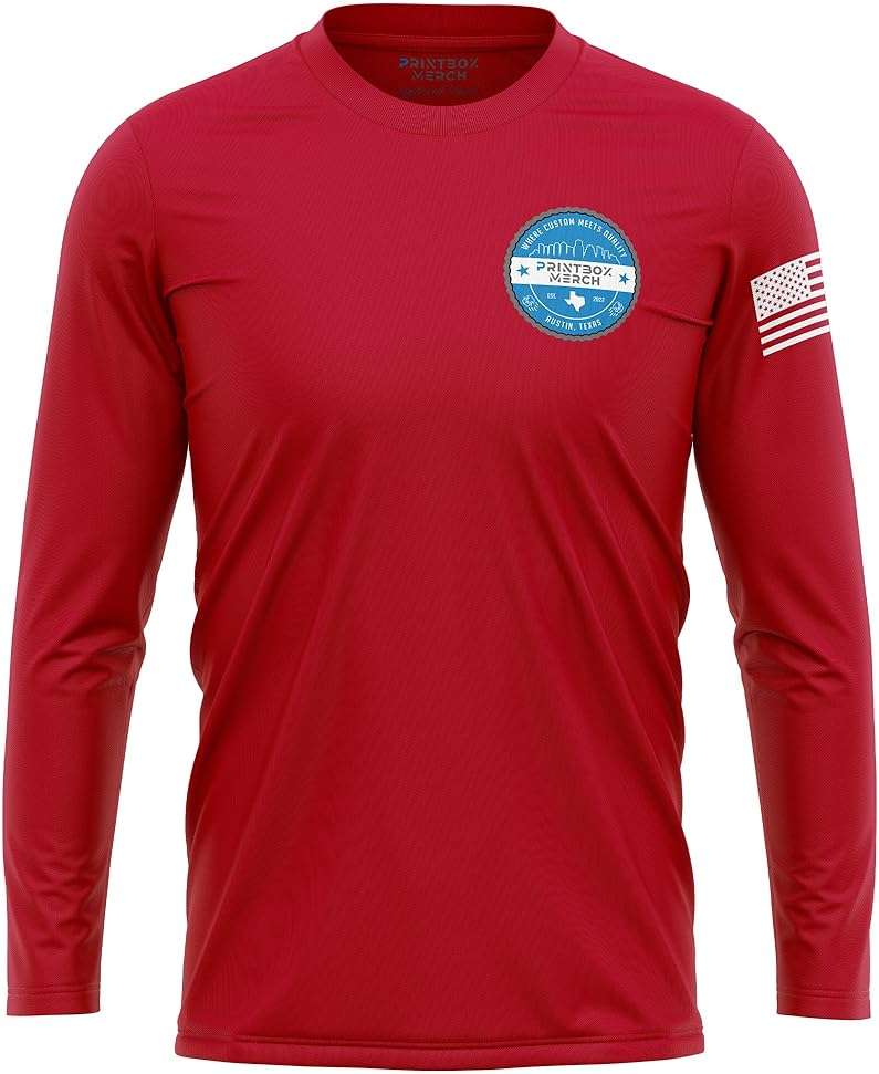 Custom Dry Fit Long Sleeve Shirts for Men, Add Your Logo Front & Back Printing, Customized Moisture Wicking Sun Protection UV Construction Landscaping Workwear T-Shirts Black - Image 4