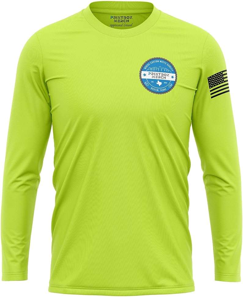 Custom Dry Fit Long Sleeve Shirts for Men, Add Your Logo Front & Back Printing, Customized Moisture Wicking Sun Protection UV Construction Landscaping Workwear T-Shirts Black - Image 6