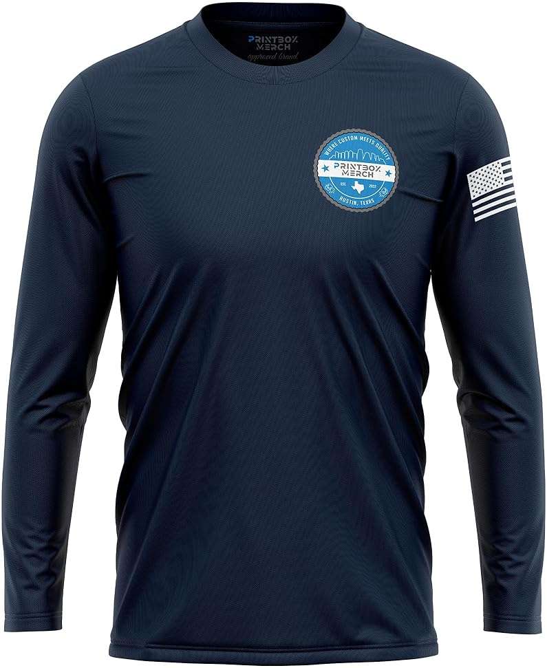 Custom Dry Fit Long Sleeve Shirts for Men, Add Your Logo Front & Back Printing, Customized Moisture Wicking Sun Protection UV Construction Landscaping Workwear T-Shirts Black - Image 7