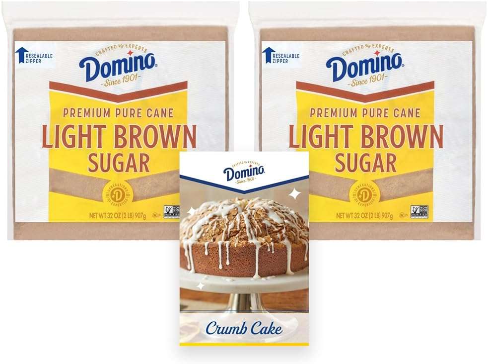 Domino® Light Brown Sugar, 2 lb Zipper Bag (2-Pack) - Ideal Sugar for Baking and Desserts - Includes Bonus Recipe Card - Image 1