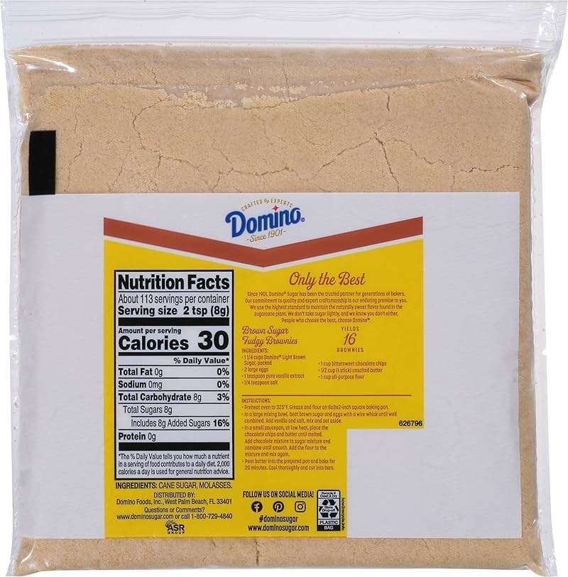 Domino® Light Brown Sugar, 2 lb Zipper Bag (2-Pack) - Ideal Sugar for Baking and Desserts - Includes Bonus Recipe Card - Image 2