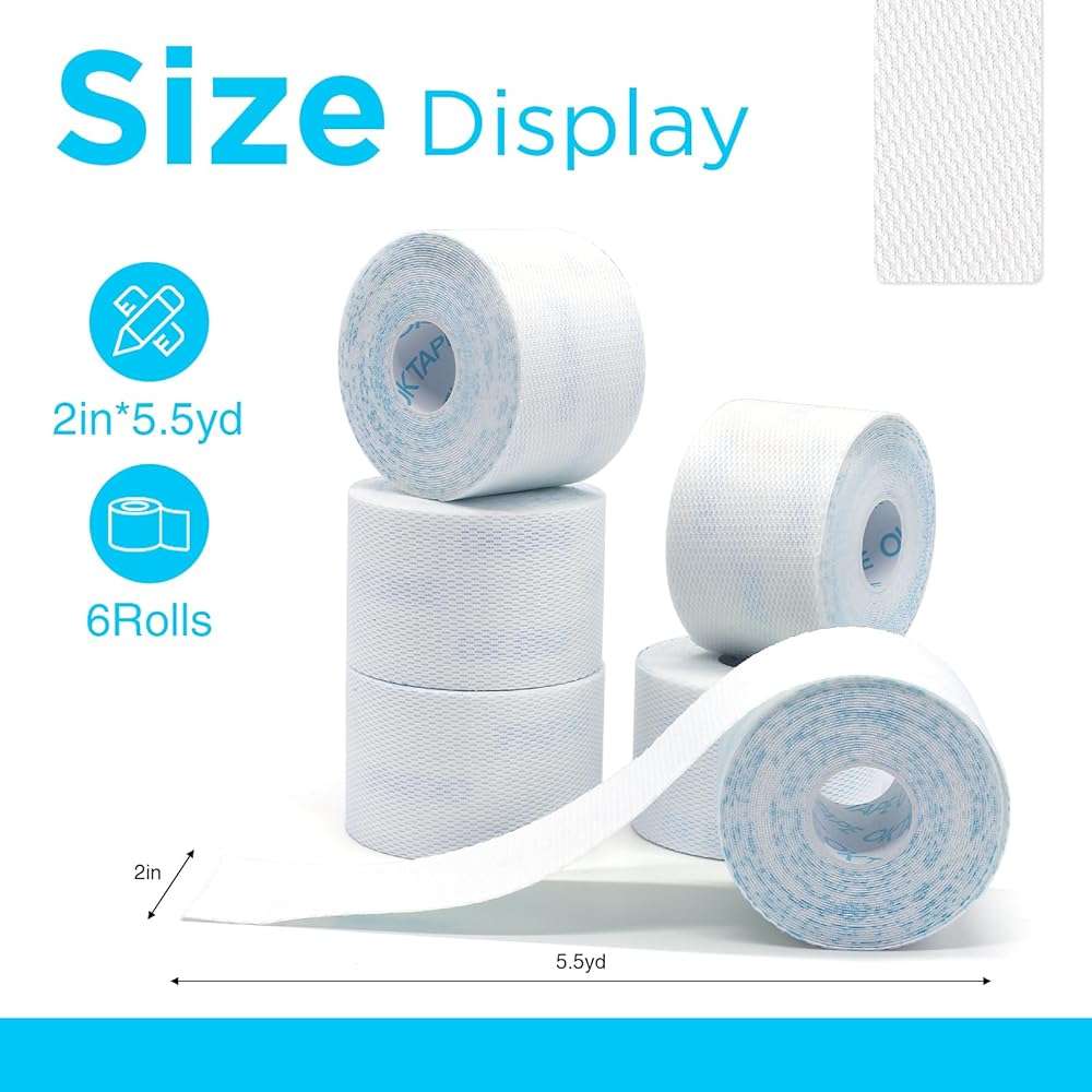 OK TAPE Hypoallergenic Surgical Tape 2 inch x 5.5yd |6 Rolls,Dry Medical Tape for Skin, Tube, Dressings, Wound First Aid Tape - Image 2