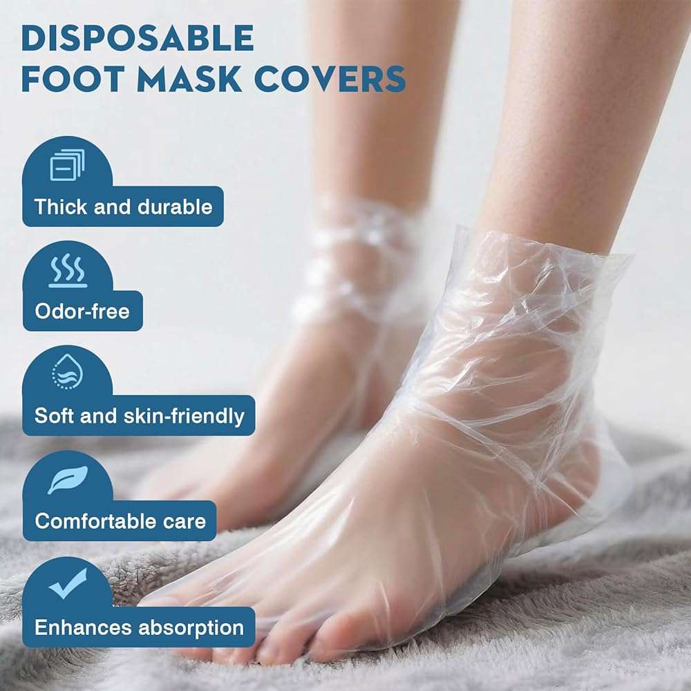 100pcs Disposable Waterproof Foot Mask Covers with Fixing Tabs – HDPE Wax Therapy & Foot Care Liners for Spa, Cracked Heels & Shoe Fitting - Image 2