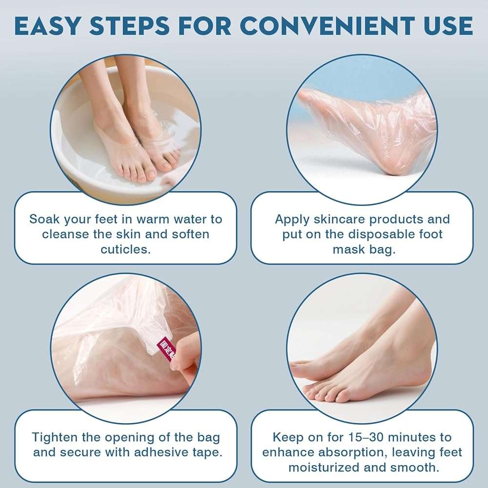 100pcs Disposable Waterproof Foot Mask Covers with Fixing Tabs – HDPE Wax Therapy & Foot Care Liners for Spa, Cracked Heels & Shoe Fitting - Image 6