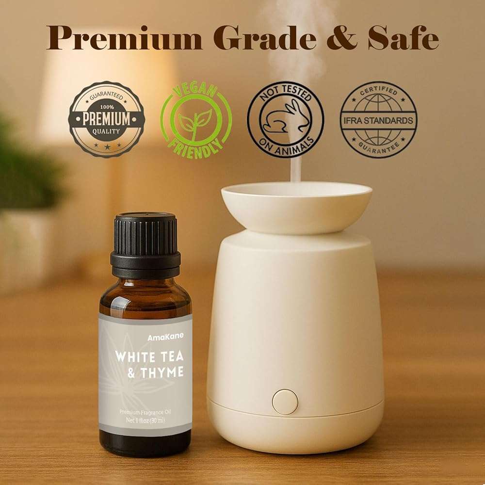 AmaKane White Tea& Thyme Fragrance Oil 30ml, Hotel Essential Oil Inspired by Hilton Hotels, Premium Diffuser Oil for Home, Long-Lasting Aromatherapy Oil, Candle & Soap Making Scents - Image 5
