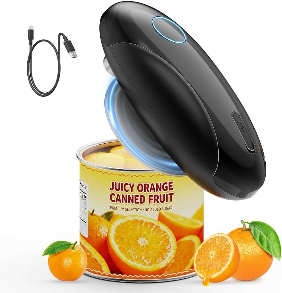 Electric Can Opener, Fast One-Touch Automatic Rechargeable Can Opener for Smooth Edge Safe Fast Opening, Fits All Cans, Hands-Free Operation, Amzwit Gift Ideal for Seniors Arthritis Kitchen Gadget - Image 1