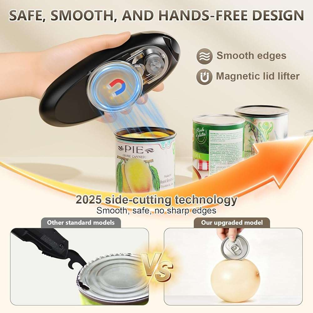 Electric Can Opener, Fast One-Touch Automatic Rechargeable Can Opener for Smooth Edge Safe Fast Opening, Fits All Cans, Hands-Free Operation, Amzwit Gift Ideal for Seniors Arthritis Kitchen Gadget - Image 2