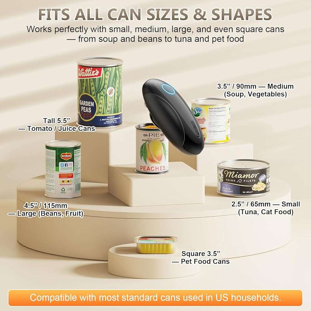Electric Can Opener, Fast One-Touch Automatic Rechargeable Can Opener for Smooth Edge Safe Fast Opening, Fits All Cans, Hands-Free Operation, Amzwit Gift Ideal for Seniors Arthritis Kitchen Gadget - Image 4