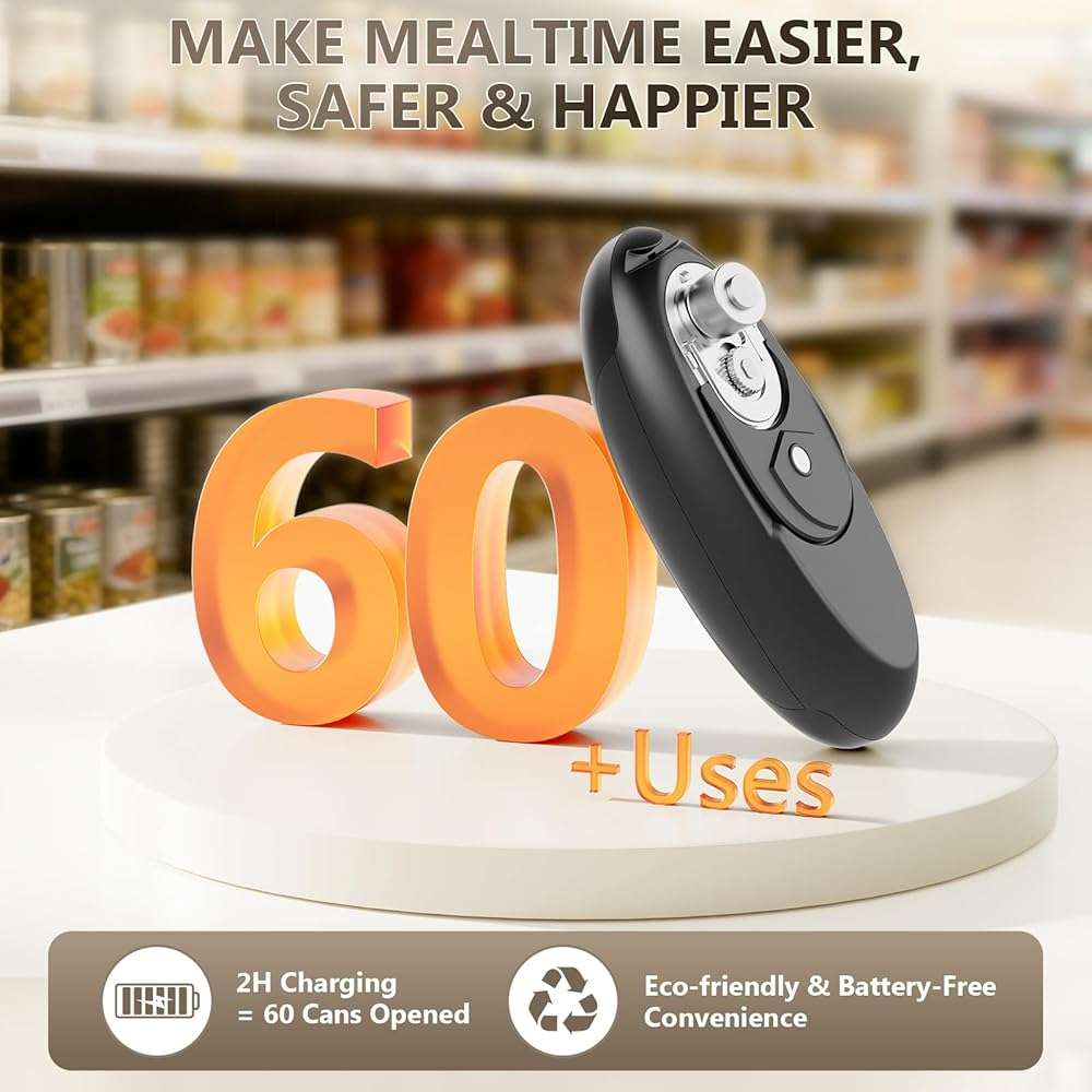 Electric Can Opener, Fast One-Touch Automatic Rechargeable Can Opener for Smooth Edge Safe Fast Opening, Fits All Cans, Hands-Free Operation, Amzwit Gift Ideal for Seniors Arthritis Kitchen Gadget - Image 5