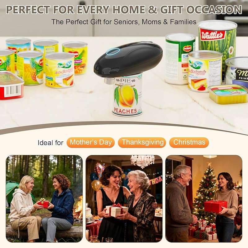 Electric Can Opener, Fast One-Touch Automatic Rechargeable Can Opener for Smooth Edge Safe Fast Opening, Fits All Cans, Hands-Free Operation, Amzwit Gift Ideal for Seniors Arthritis Kitchen Gadget - Image 7