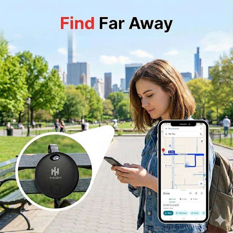 HH-Tech Dual-System Smart Tracker Tags Pack-2 (Compatible with iOS & Android), Works with Apple Find My & Google Find Hub, Bluetooth Item Finder for Keys, Wallet, Luggage, Bags, and More - Image 4