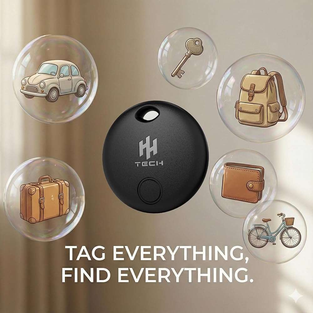 HH-Tech Dual-System Smart Tracker Tags Pack-2 (Compatible with iOS & Android), Works with Apple Find My & Google Find Hub, Bluetooth Item Finder for Keys, Wallet, Luggage, Bags, and More - Image 8