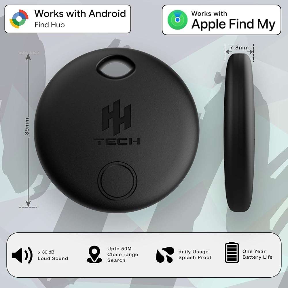 HH-Tech Dual-System Smart Tracker Tags Pack-2 (Compatible with iOS & Android), Works with Apple Find My & Google Find Hub, Bluetooth Item Finder for Keys, Wallet, Luggage, Bags, and More - Image 9