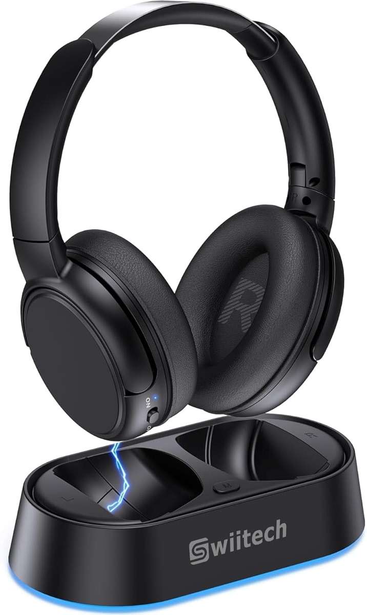 Swiitech Wireless Headphones for TV Watching, TV Headphones with Transmitter Charging Base, Bluetooth V5.3, No Audio Delay, Clear Voice, Plug & Play, Comfortable, Gifts for Elderly/Seniors - Image 1