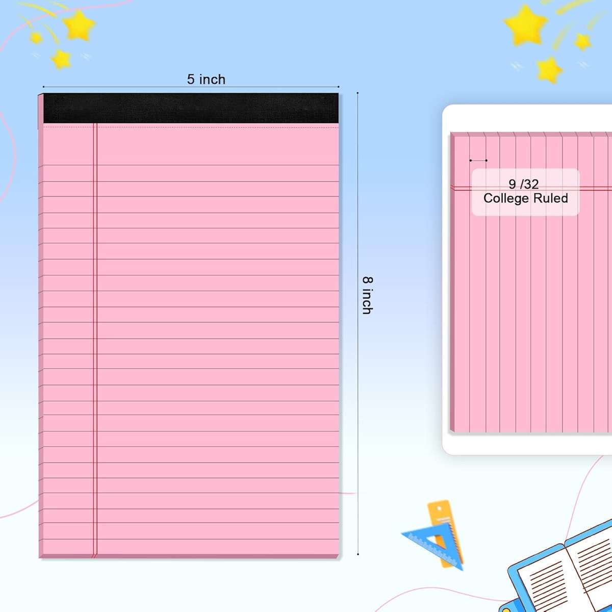 6 pcs Note Pads Legal Pads 5x8, Notebook College Ruled, Colored Legal Notepads, 6 Pack Micro Perforated Writing Pads, Lined Paper Pads, Pad of Paper for Office Home School, 30 Sheets/Pack - Image 2