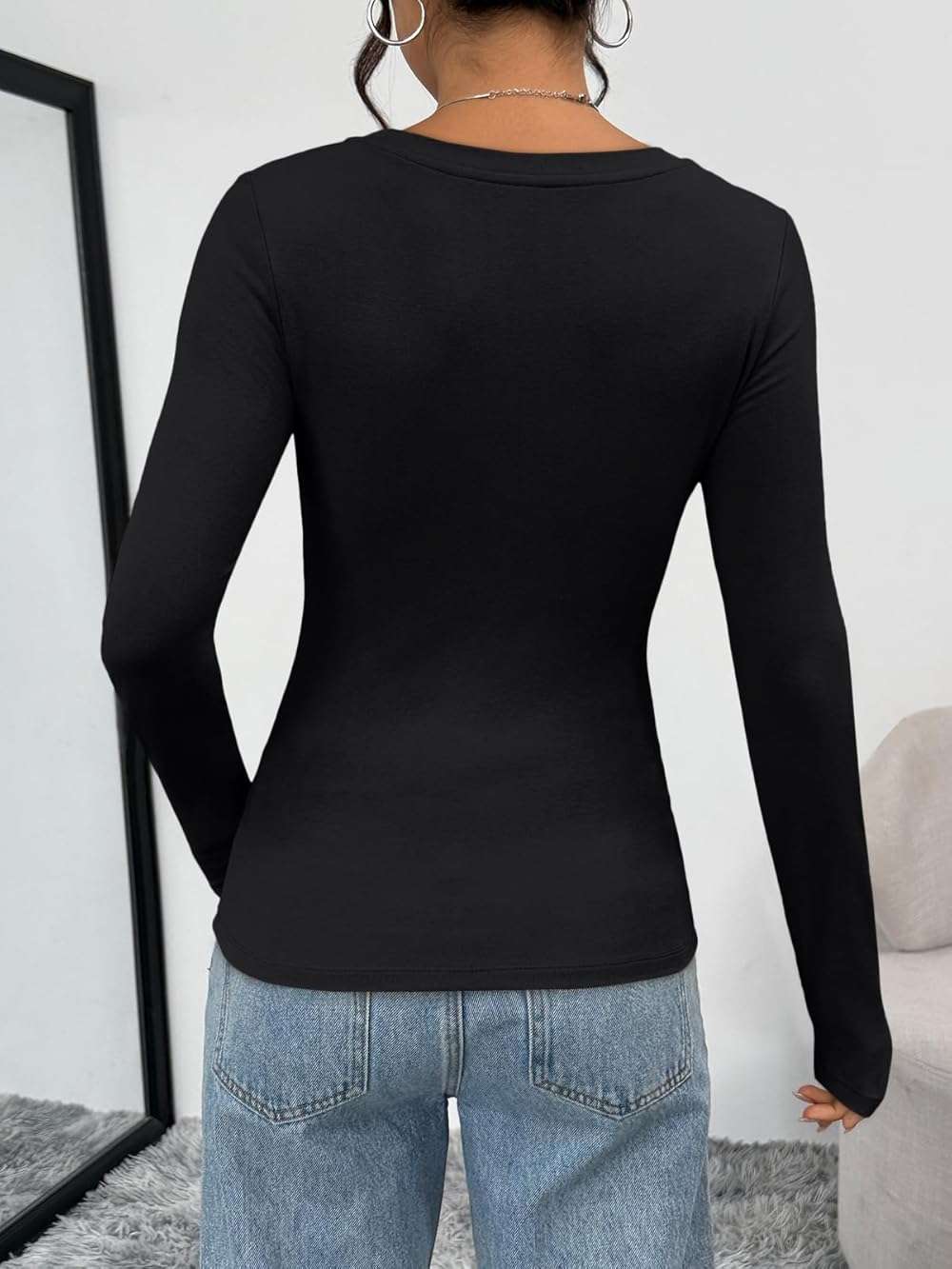 Trendy Queen Womens Long Sleeve T-Shirts Basic Crop Tops 2026 Spring Fashion Outfits Going Out Winter Clothes - Image 4